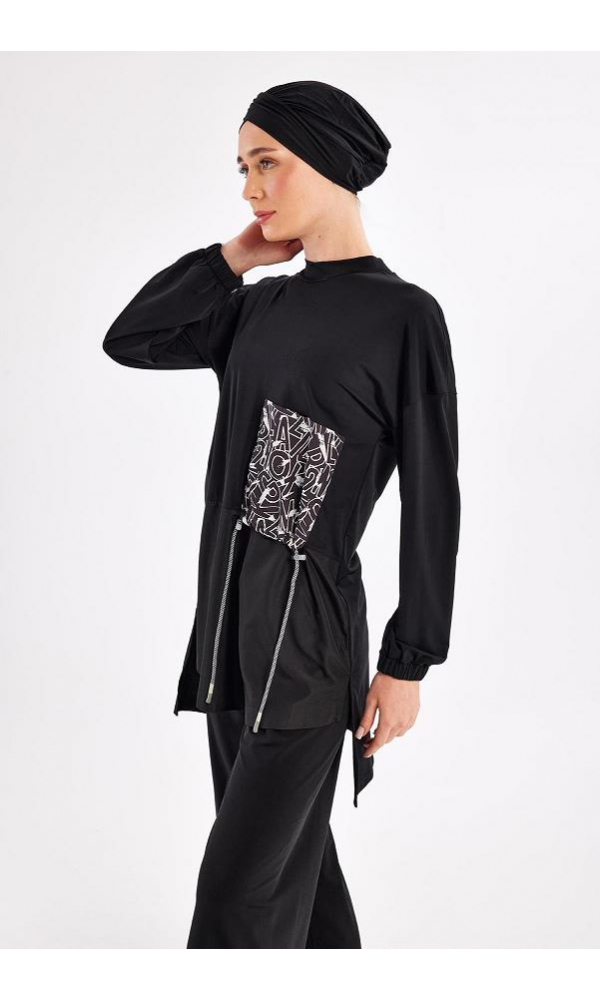 ADASEA 251117 Kınley Uzun Kollu Tesettür Mayo SİYAH