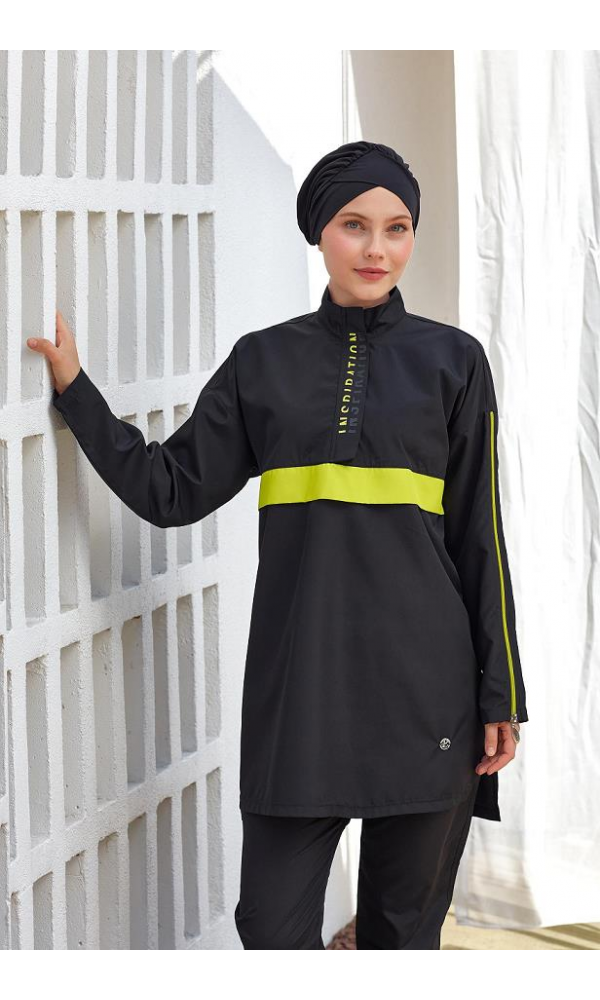 ADASEA 251502 Henley Uzun Kollu Tesettür Mayo SİYAH