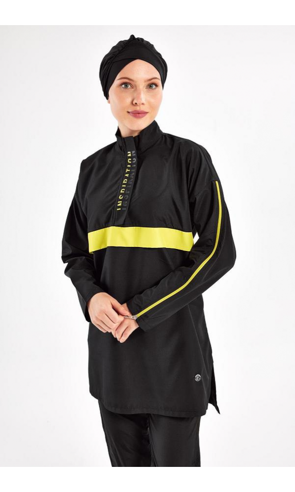 ADASEA 251502 Henley Uzun Kollu Tesettür Mayo SİYAH
