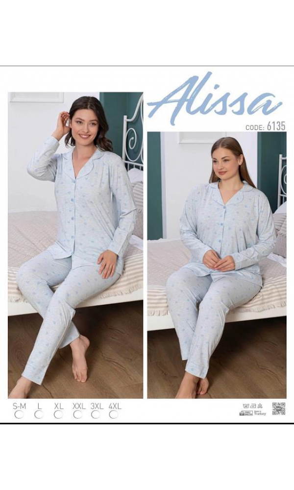 ALİSSA 6135 BAYAN UZUN KOL TAKIM MAVİ