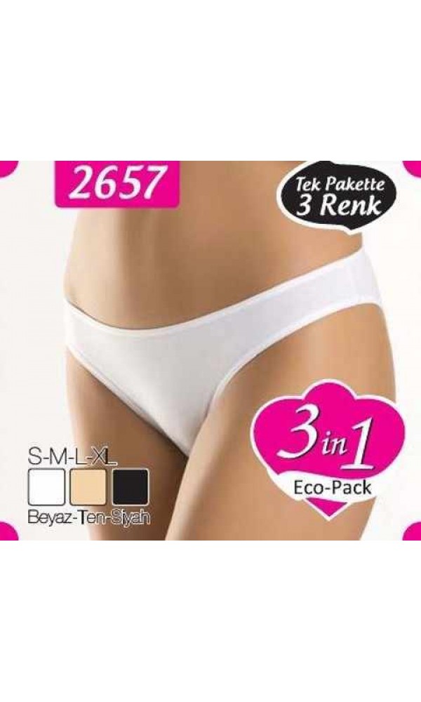 ANIL 2657 Bayan Slip 3 lü Paket Beyaz/Siyah/Ten