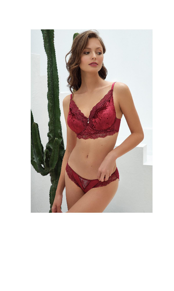 Anıl Bayan kadife sütyen slip Takım 4805 KIRMIZI
