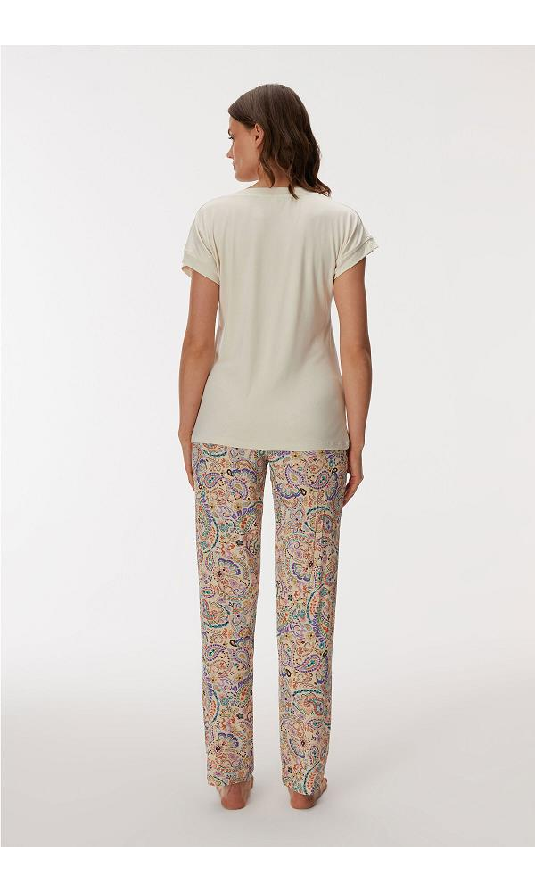 Anıl MAN11357 Kadın T-Shirt ve Pantolon Takım Somon