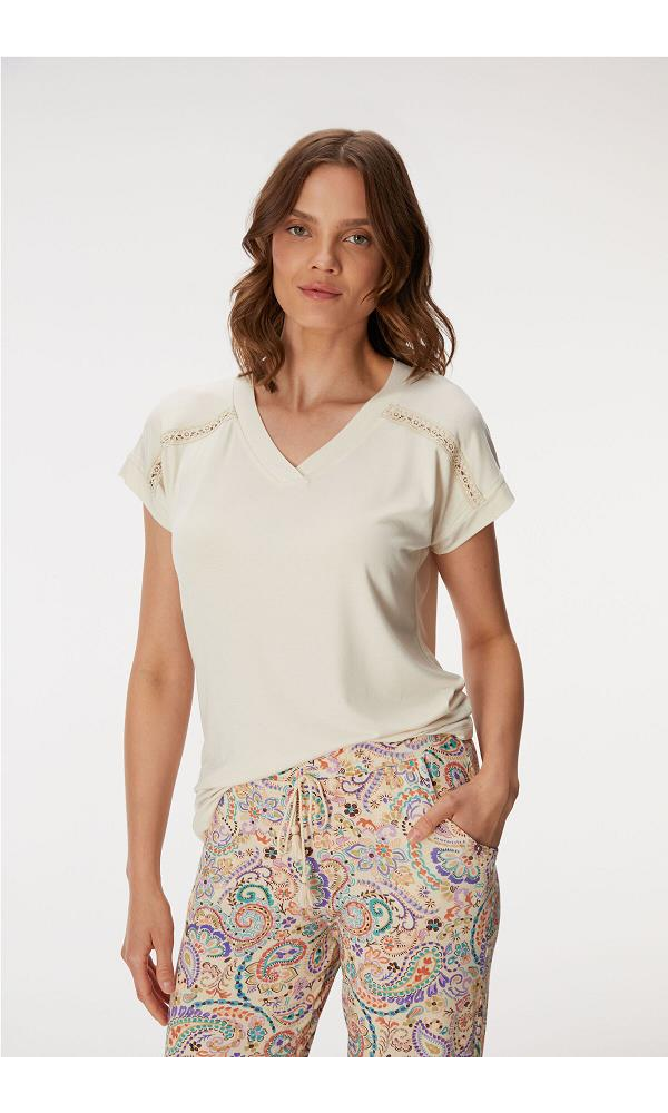 Anıl MAN11357 Kadın T-Shirt ve Pantolon Takım Somon