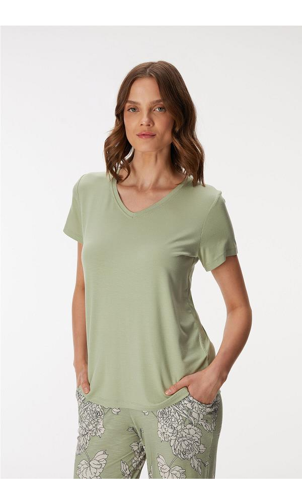ANIL MAN11401  Kadın T-Shirt ve Pantolon Takım MAVİ
