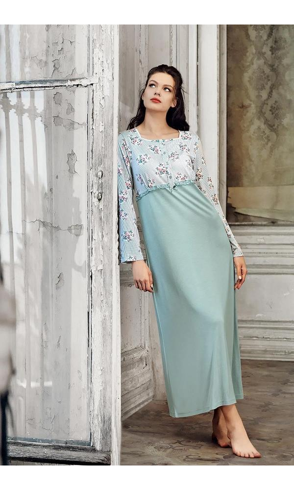 ARTIŞ 13124 DESENLİ gecelik YEŞİL