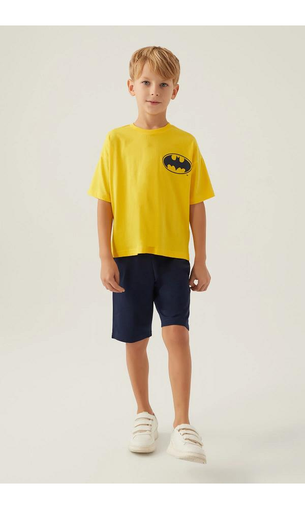 Batman Erkek Çocuk Bermuda Takım Toz Pembe