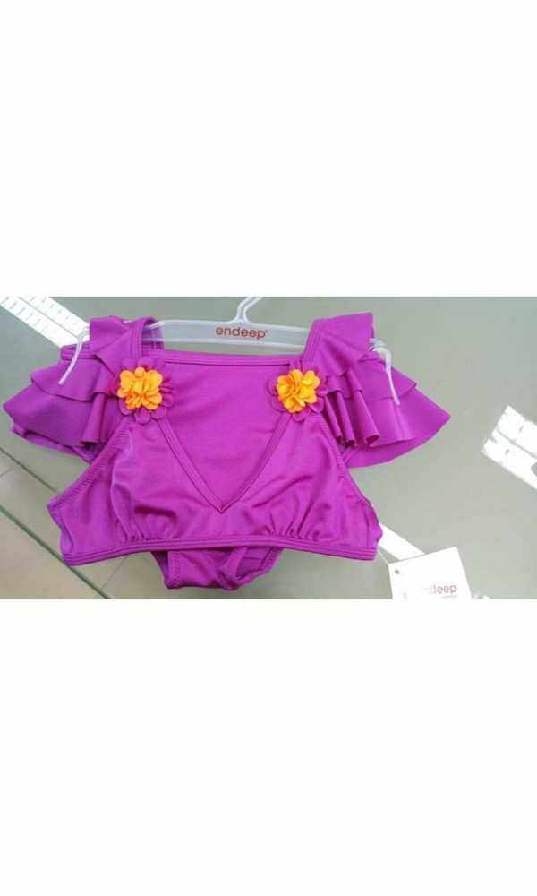 ENDEEP 21772 KIZ ÇOCUK FIRFIRLI BİKİNİ MAVİ