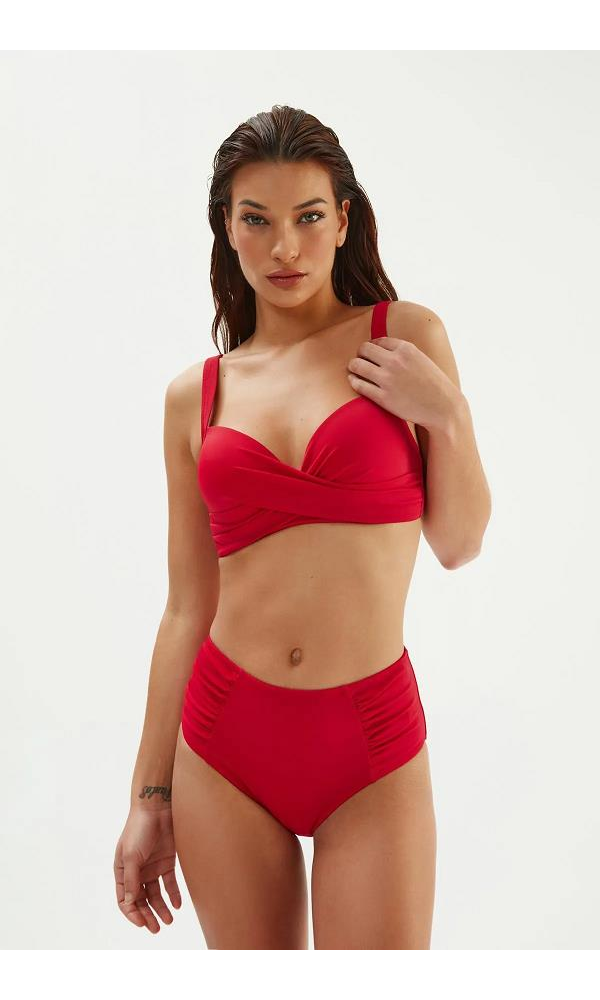 EROS 2514ESMM YANI DRAPELİ YÜKSEK BEL BİKİNİ ALT PETROL
