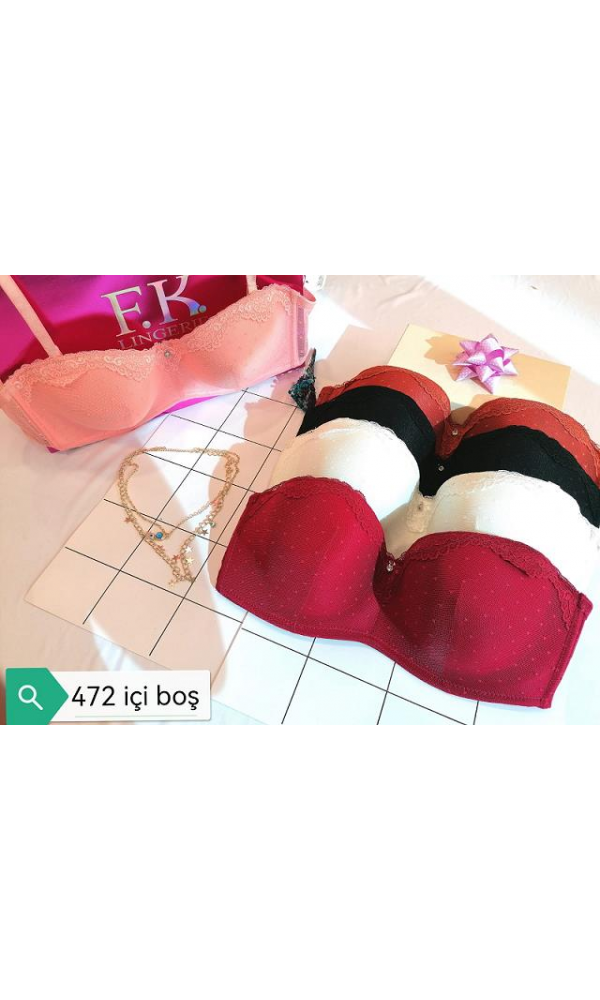 F.K 472 DANTELLİ SÜNGERLİ İÇİ BOŞ SÜTYEN EKRU