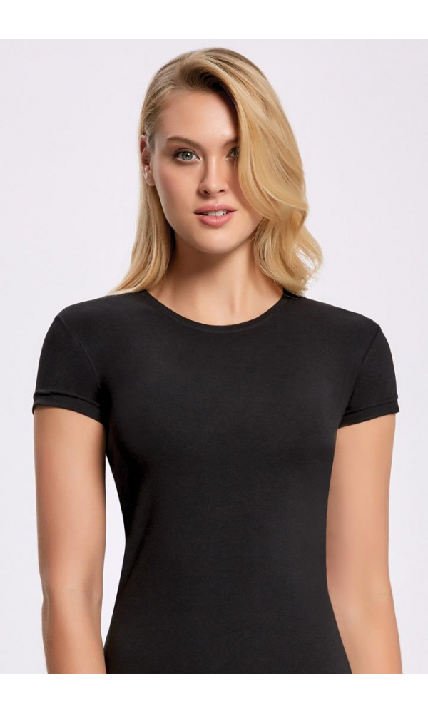 İLKE 2261 O YAKA BAYAN T-SHIRT SİYAH