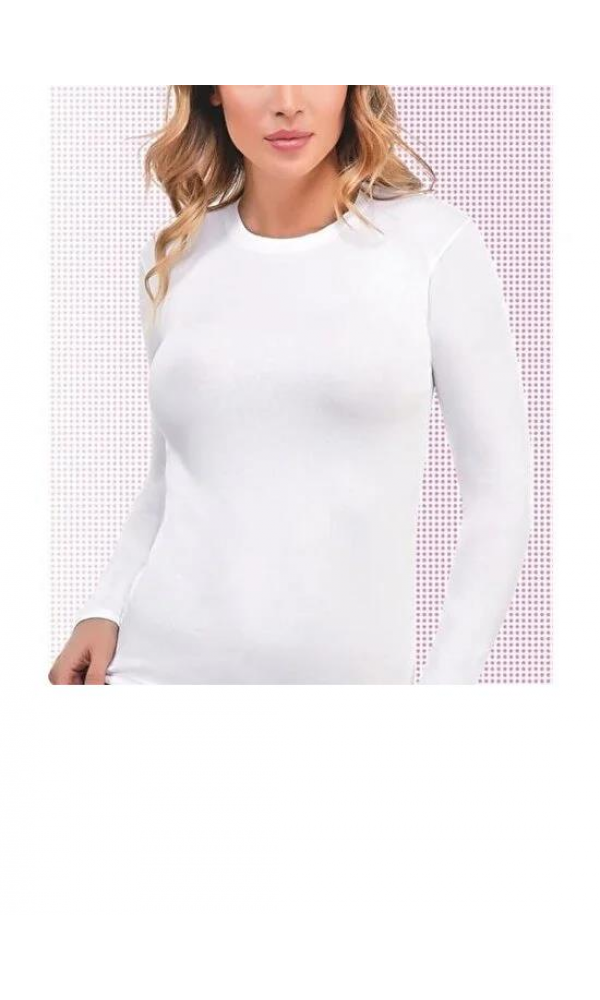 İMER 1273 SIFIR YAKA UZUN KOLLU BADİ WHITE