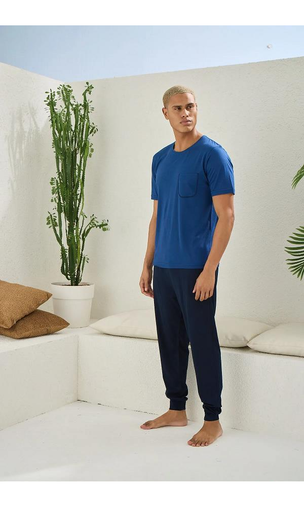 KLY 2089 O YAKA PAÇA RİBANA PİJAMA YEŞİL