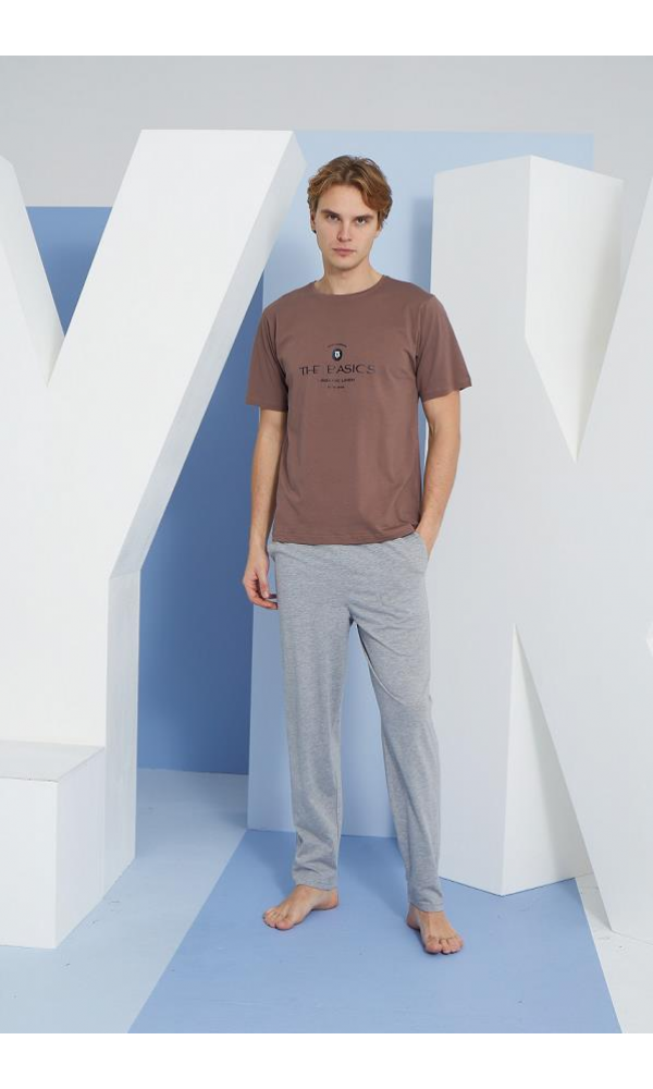 KLY 2104 O.YAKA PİJAMA TAKIM GRİ