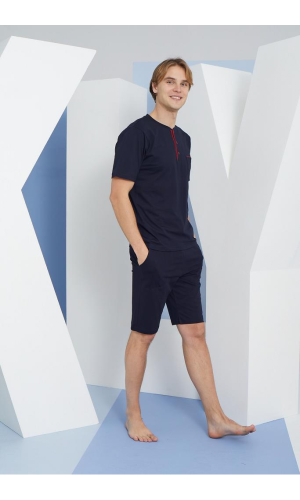 KLY 2202 MİDİ YAKA ŞORTLU TAKIM İNDİGO