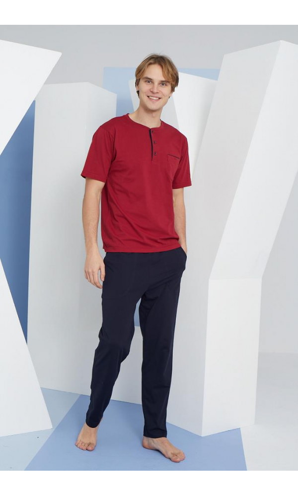 KLY 2207 BATTAL MİDİ YAKA PİJAMA TAKIM GRİ
