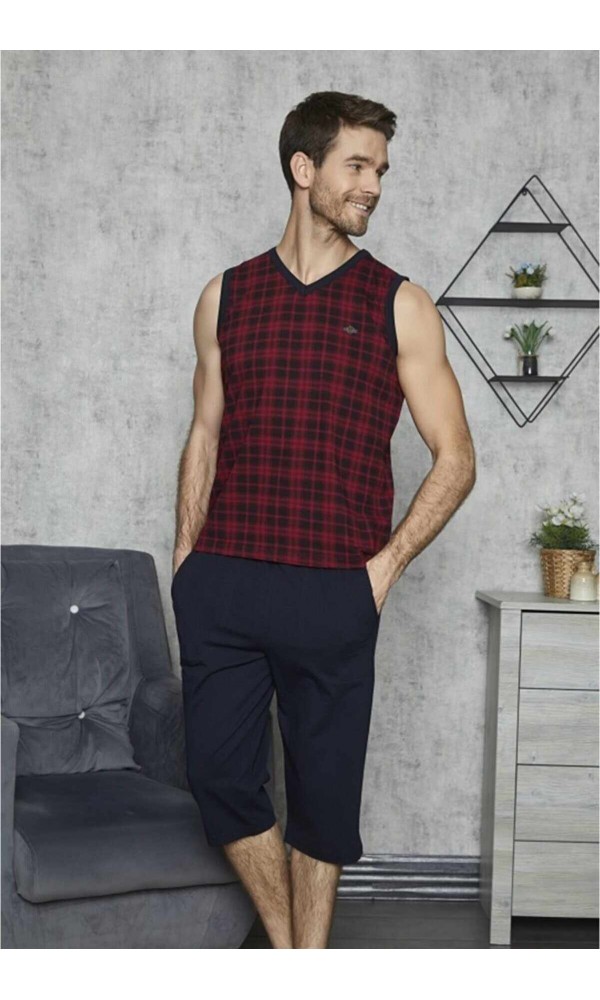 KLY 7527 ERKEK SIFIR KOL KAPRİ  TAKIM MAVİ
