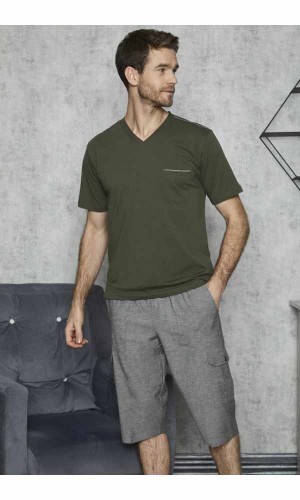 KLY 7529 ERKEK CEPLİ KAPRİ TAKIM LACİVERT