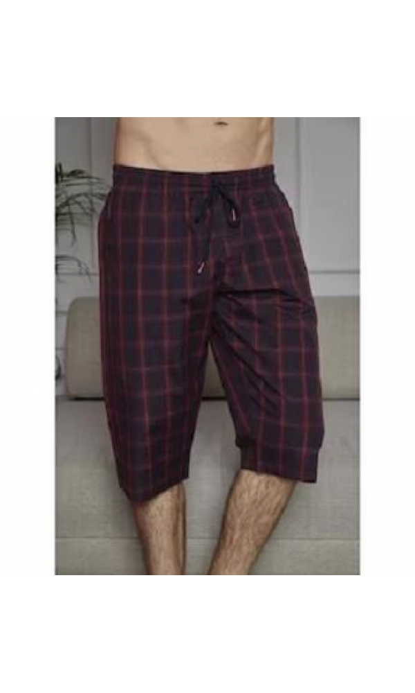 KLY186 ERKEK EKOSE DESEN KAPRİ BORDO