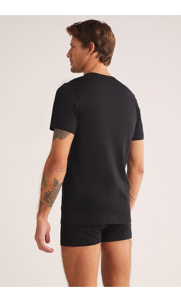 KOM ERKEK ENRICO 2LI T-SHIRT SİYAH