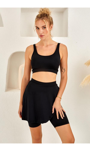 LAPİENO 254264  Şort Etekli Bikini Takım KIRMIZI