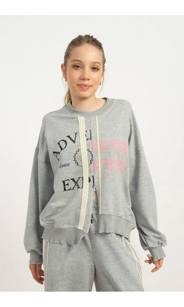 LOCO LOCO 7860  İKİ İPLİK  KIZ ÇOCUK SWEAT SİYAH
