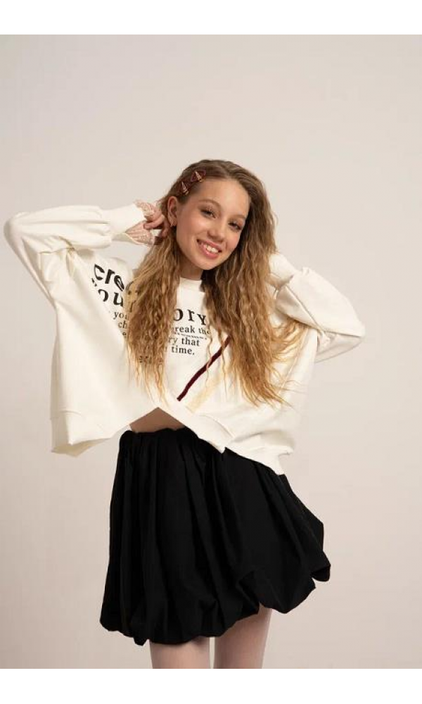 LOCO LOCO 7861  İKİ İPLİK  KIZ ÇOCUK SWEAT SİYAH