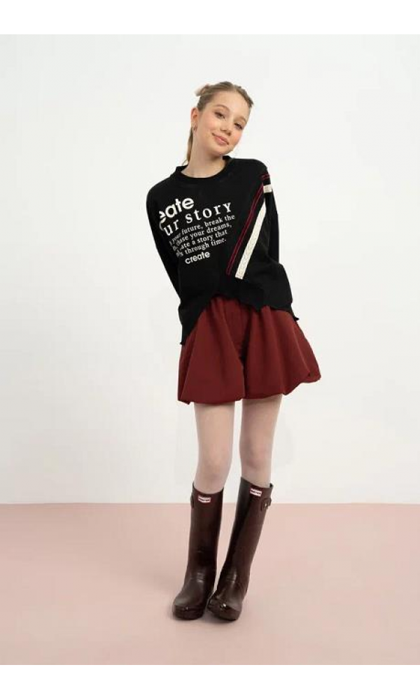 LOCO LOCO 7861  İKİ İPLİK  KIZ ÇOCUK SWEAT SİYAH