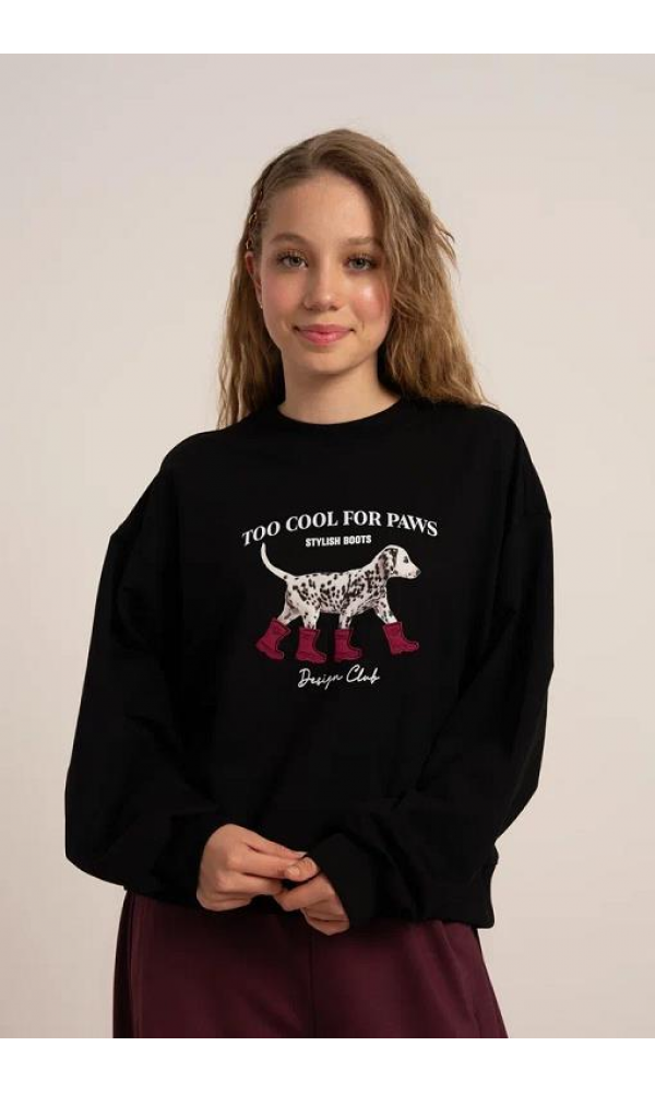 LOCO LOCO 7879 KIZ ÇOCUK İKİ İPLİK SWEAT SİYAH