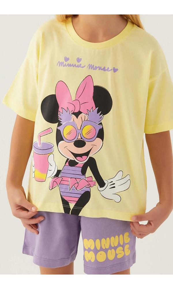 Mınnıe Mouse Kız Çocuk Şort Takım KREM