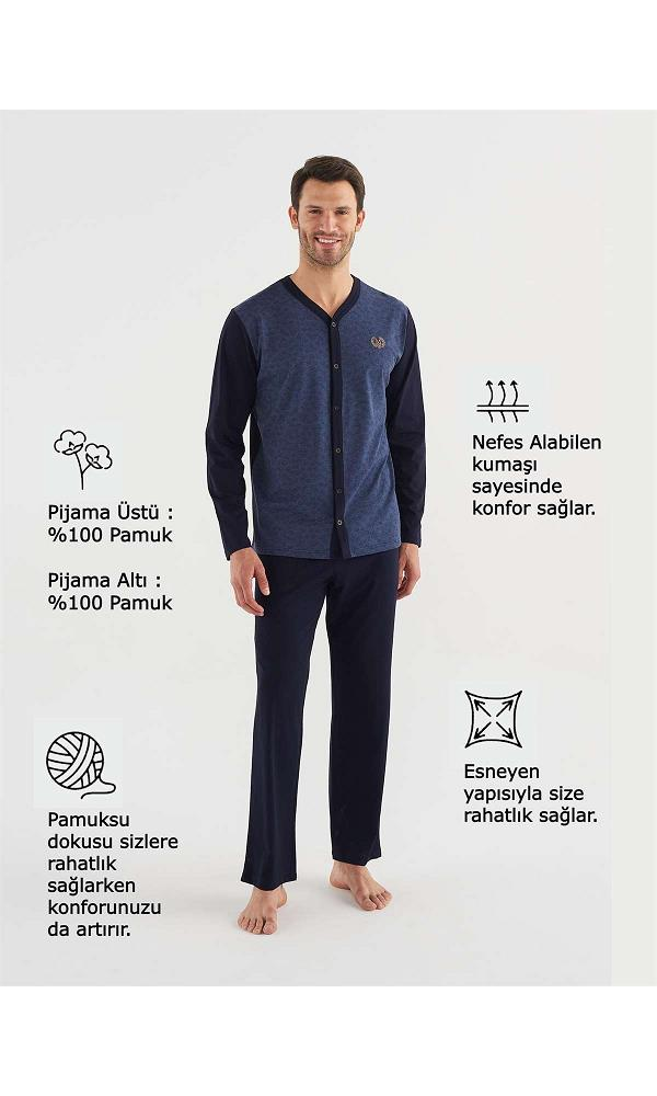 MOD 3736 ERKEK Boydan Patlı Pijama Takım SİYAH