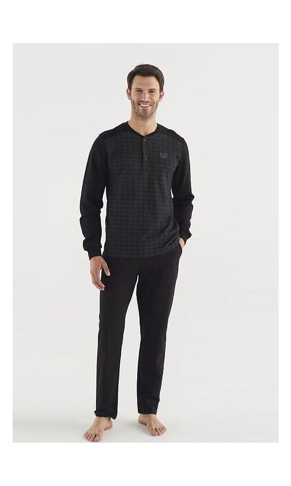 MOD 3756 ERKEK Patlı Pijama Takım SİYAH