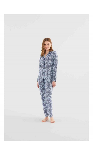 MOD 3803 BAYAN Boydan Patlı Pijama Takım SİYAH