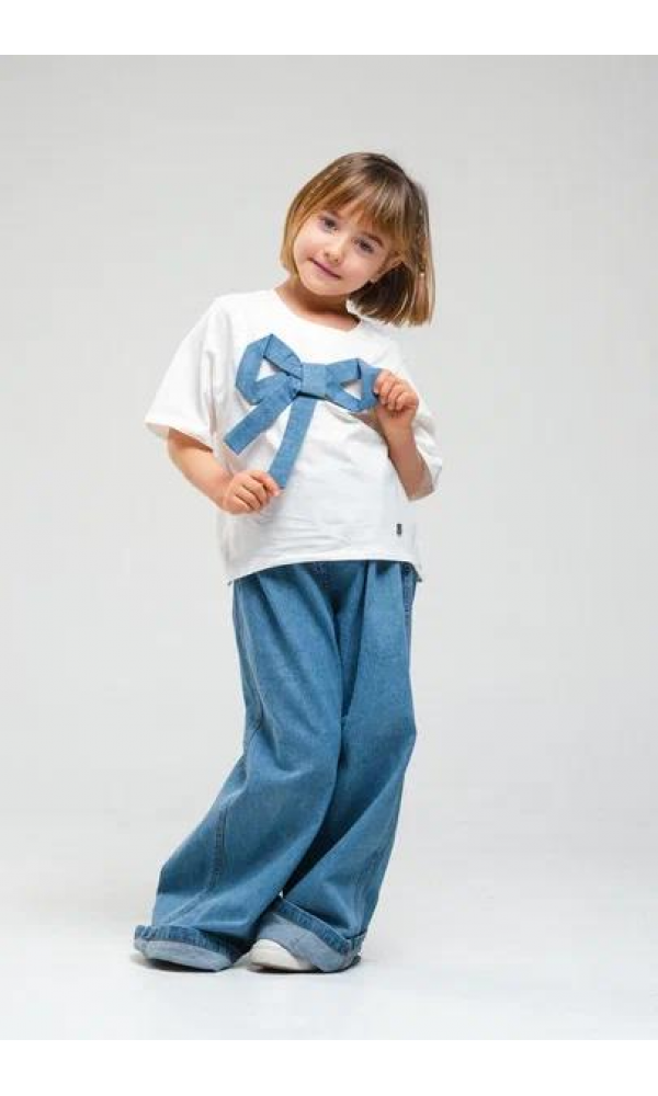 NOV7 1022 FİYONK DETAY SÜRPREM KIZ T SHIRT EKRU