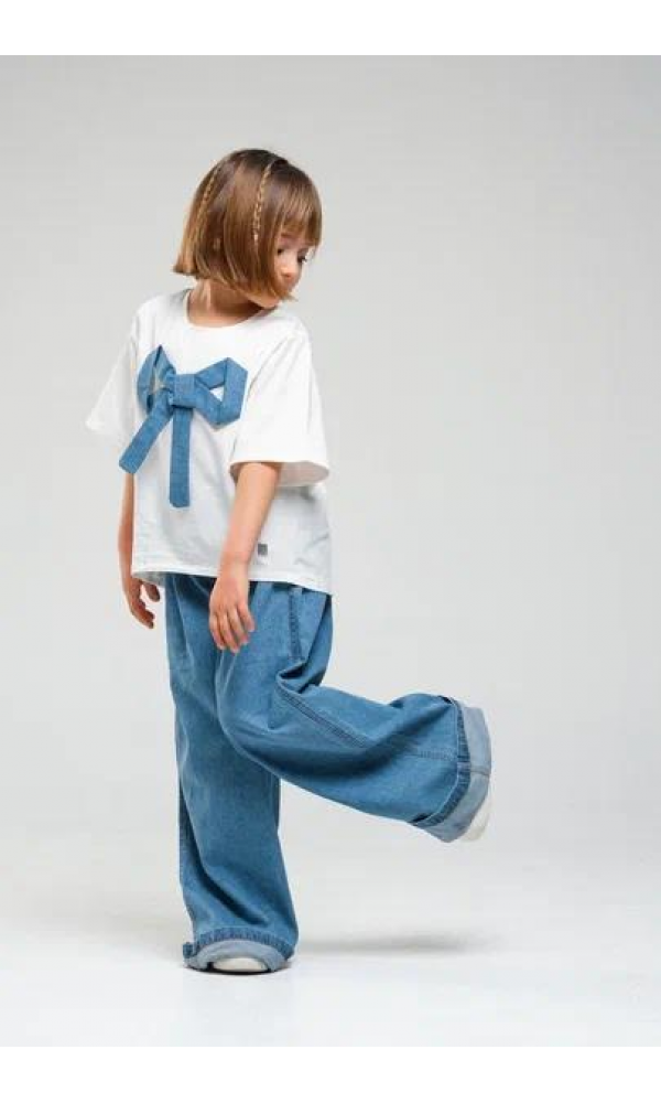NOV7 1022 FİYONK DETAY SÜRPREM KIZ T SHIRT EKRU