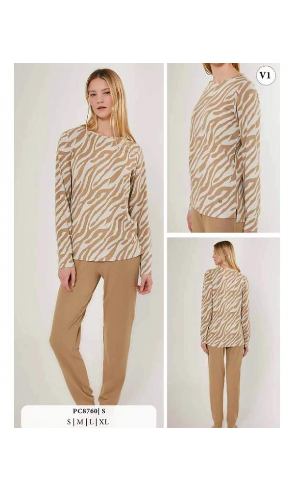 PİERRE CARDİN 8760 KADIN PİJAMA TAKIMI VİZON