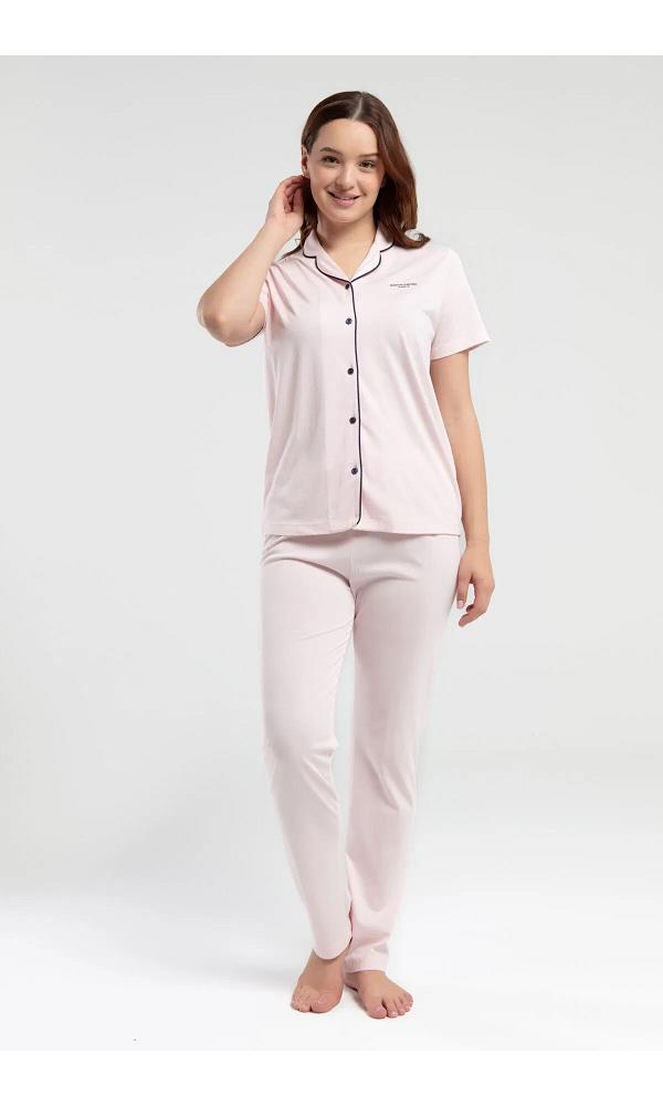 Pıerre Cardın PC7715 Bayan Kısa Kollu Gömlek Pijama LACİVERT