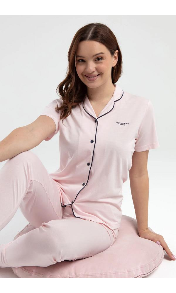 Pıerre Cardın PC7715 Bayan Kısa Kollu Gömlek Pijama LACİVERT