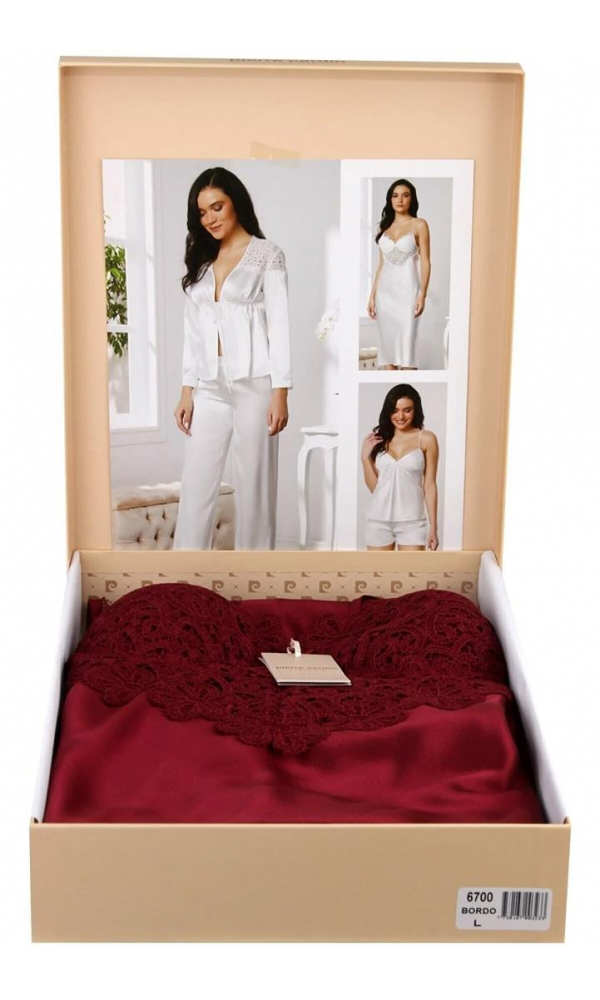 PİRRE CARDİN 6700 SATEN 6LI SET BORDO