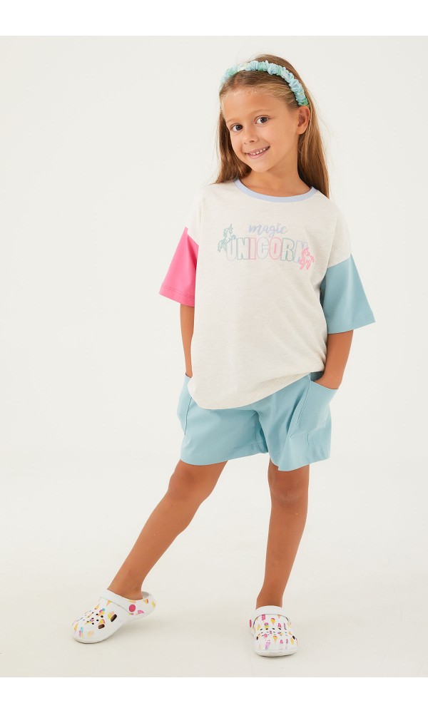 ROLY POLY KIZ  ÇOCUK ŞORTLU TAKIM 3058-G YEŞİL