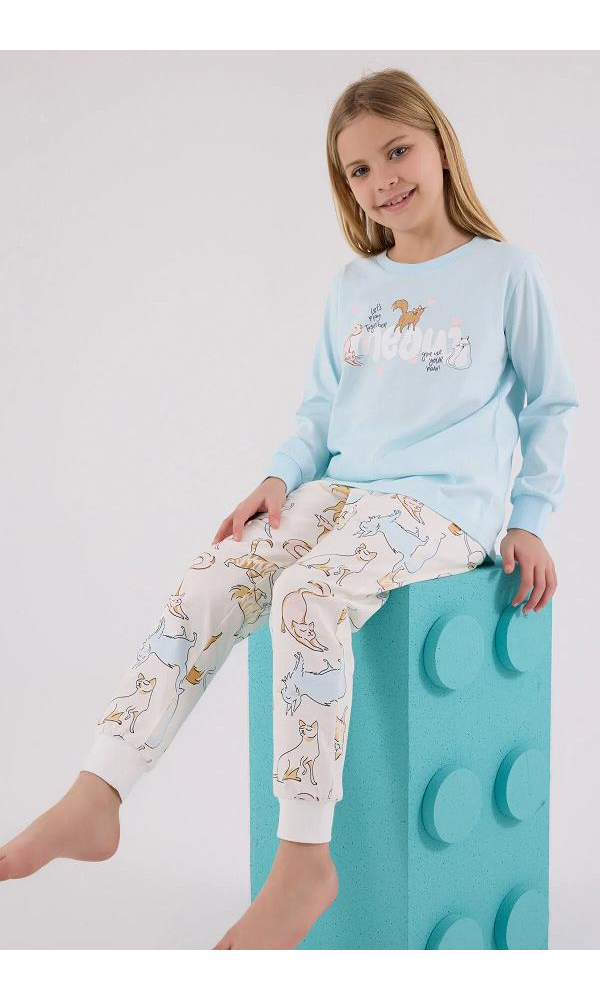 ROLY POLY RP3710-2 KIZ ÇOCUK PİJAMA TAKIMI MAVİ