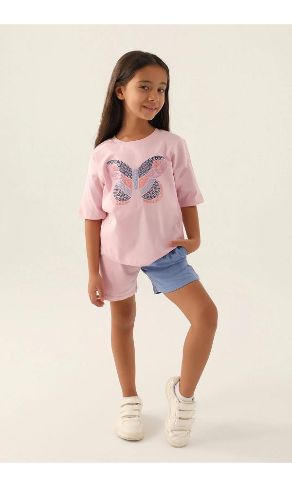 RolyPoly 3391 Kız Çocuk Şort Takım Toz Pembe