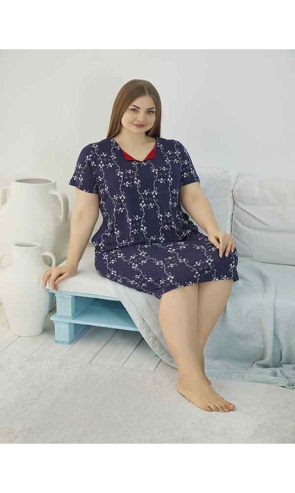 SENFONİ  BATTAL YARIM KOL DESENLİ ELBİSE 4830 BEYAZ