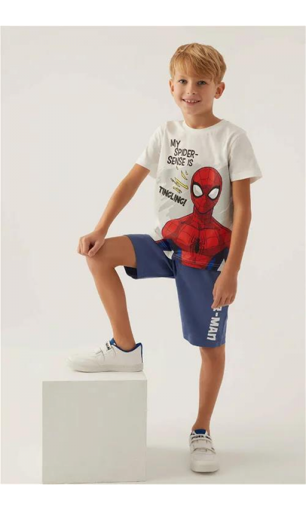 Spıder-Man Erkek Çocuk Bermuda Takım KREM
