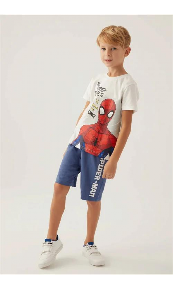 Spıder-Man Erkek Çocuk Bermuda Takım KREM