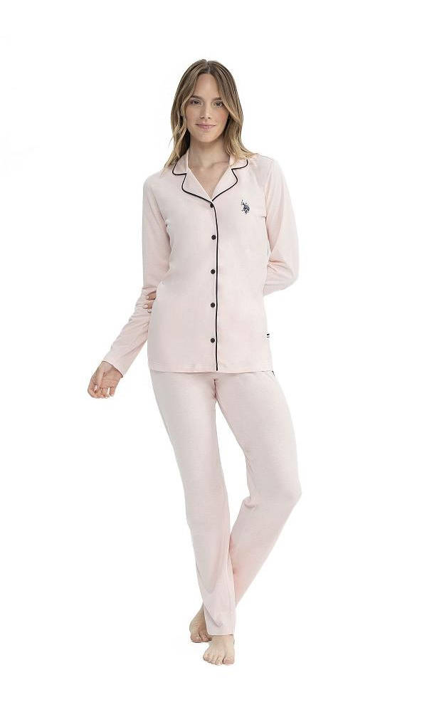 U.S POLO 11000 KADIN BOYDAN PATLI PİJAMA TAKIM LACİVERT