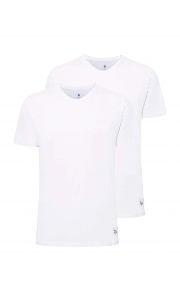 U.S POLO 80197 ERKEK 2 Lİ T-shırt BEYAZ