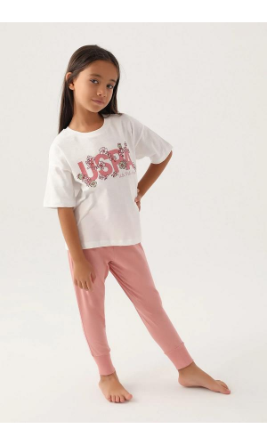 U.S. Polo Assn. 1801 Kız Çocuk pijama Takım KREM