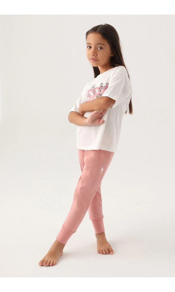 U.S. Polo Assn. 1801 Kız Çocuk pijama Takım KREM