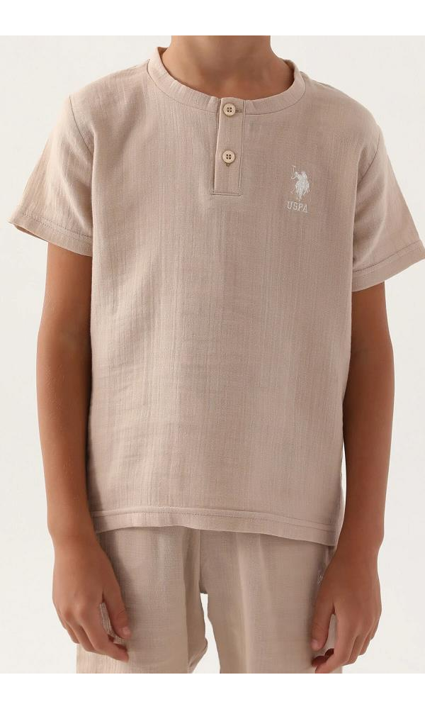 U.S. Polo Assn. Erkek Çocuk Bermuda Takım Kehribar